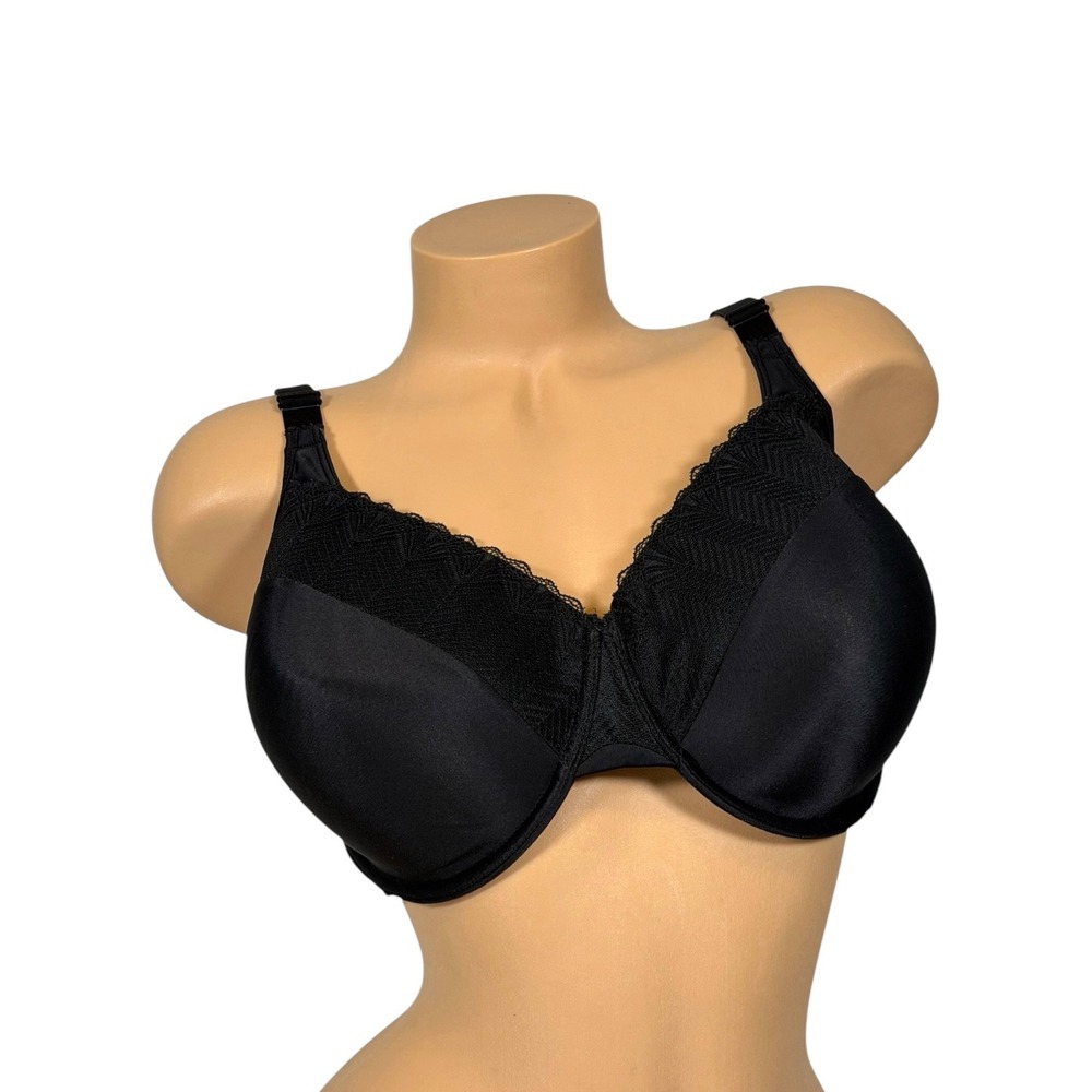 Bali Passion for Comfort Underwire Bra 42D Black Lace Trim 0082 Full Coverage